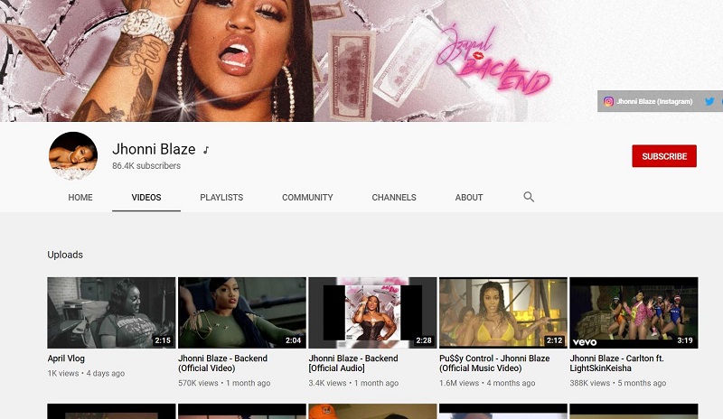 Jhonni Blaze YouTube channel