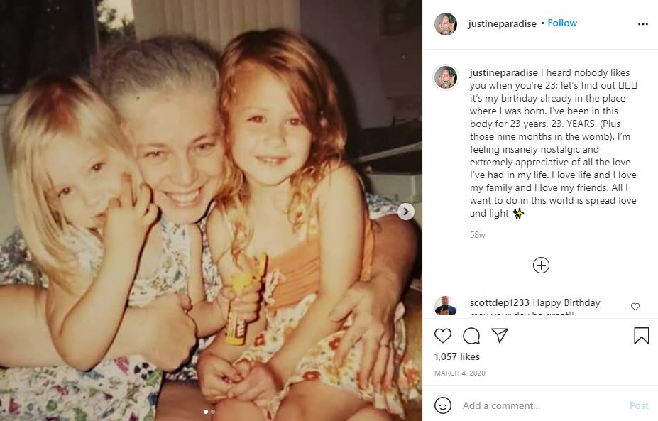 Justine Paradise Wiki | Height, Age, Boyfriend, Family, Biography & More 2 Justine Paradise's childhood picture with her mother and sister