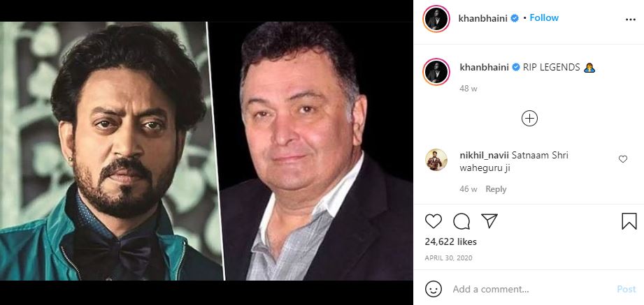 Khan Bhaini on Irrfan Khan and Rishi Kapoor death