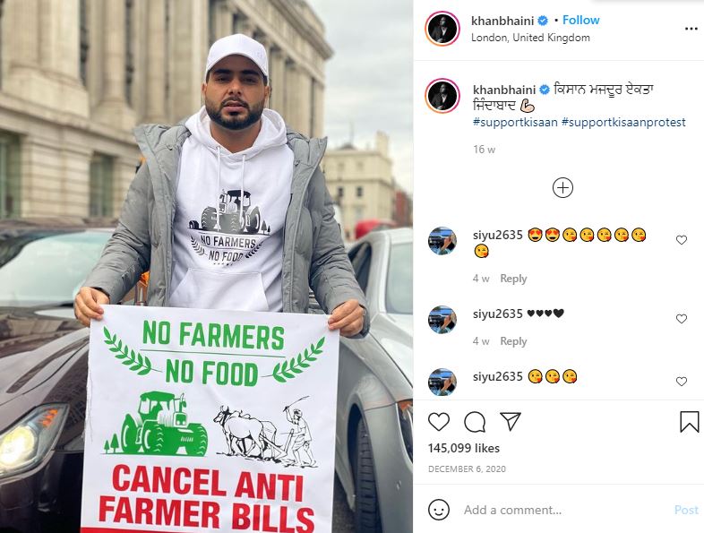 Khan Bhaini supports Farmers protest