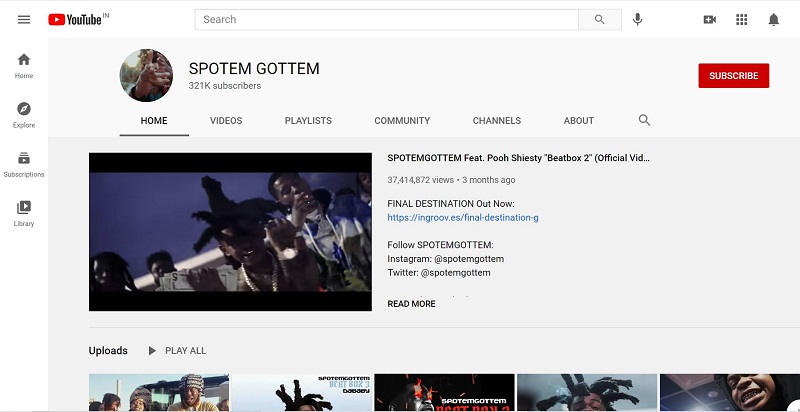 SpotemGottem (Rapper) Wiki | Height, Age, Girlfriend, Family, Biography & More 9 SpotemGottem's YouTube channel