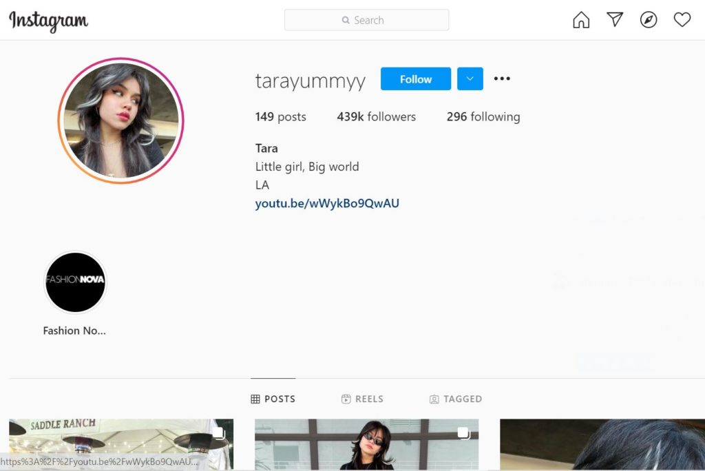 Tarayummy Instagram account