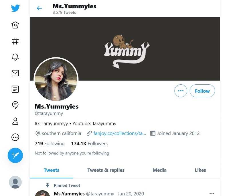 Tarayummy Twitter account