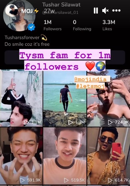 Who is Tushar Silawat? Wiki, Height, Age, Girlfriend, Family, Bio & More 12 Tushar Silawat Moj accounr has over 1 million fans