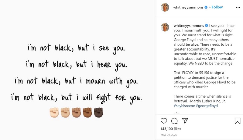 Whitney Simmons Wiki, Height, Age, Husband, Family, Biography & More 27 Whitney Simmons supported Black Lives Matter