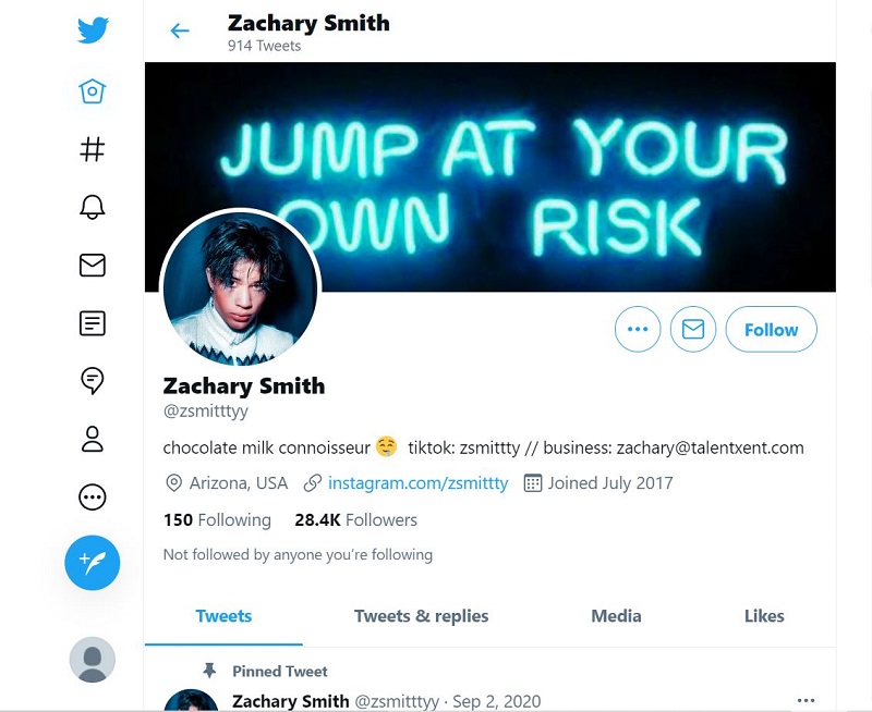 Zachary Smith (TikTok Star) Wiki, Height, Age, Girlfriend, Family, Biography & More 20 Zachary Smith's Twitter account