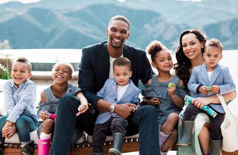 Adrienne Williams Bosh with kids and husband