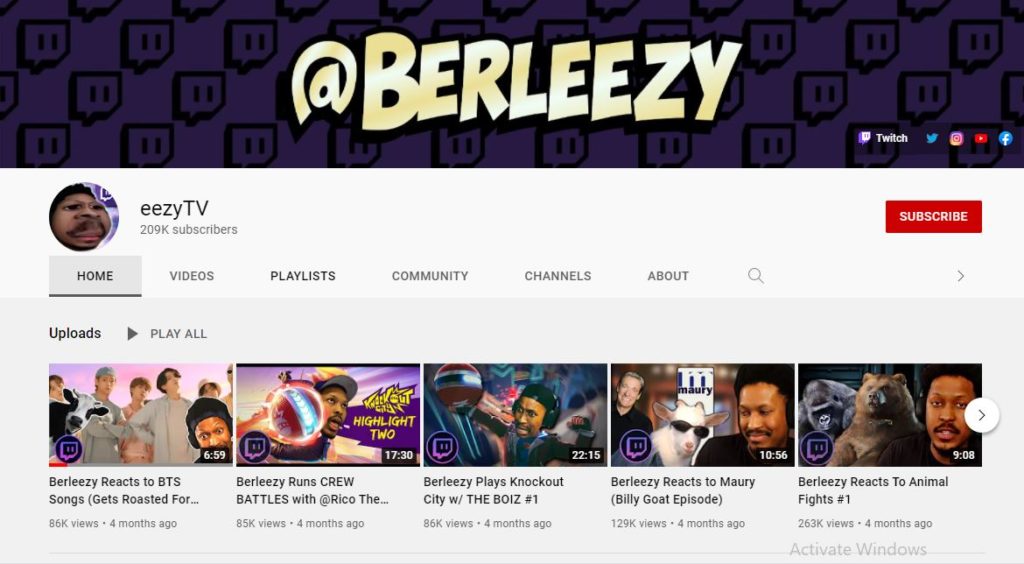 Berleezy's third YouTube channel