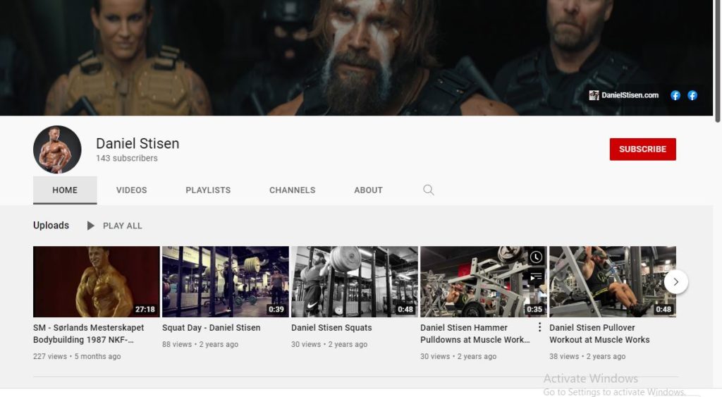 Who is Daniel Stisen? Wiki, Biography, Net worth, Age, Wife, Movies, Workout, Family, Height & More 9 Daniel Stisen's YouTube channel