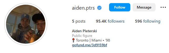 Aiden Pleterski Wiki, Age, Net Worth, Wife, Family, Education, Biography & More 10 Aiden's Instagram account