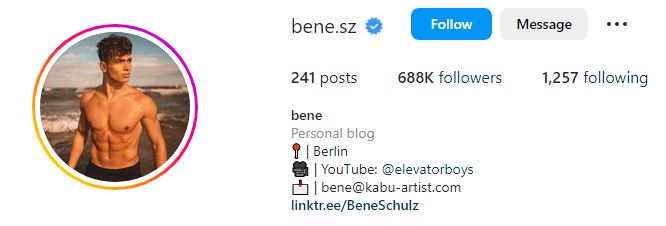 Bene Schulz Wiki, Age, Height, Net worth, Girlfriend, Family, Biography & More 7 Bene's Instagram account