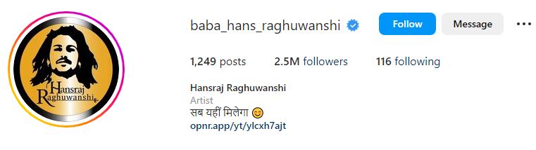 Hansraj's Instagram account