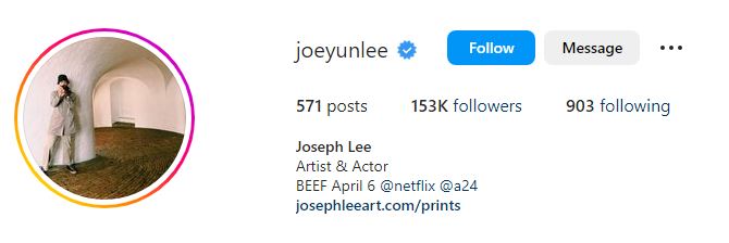 Joseph Lee Wiki, Age, Wife, Family, Height, Net worth, Biography & More 11 Joseph's Instagram account
