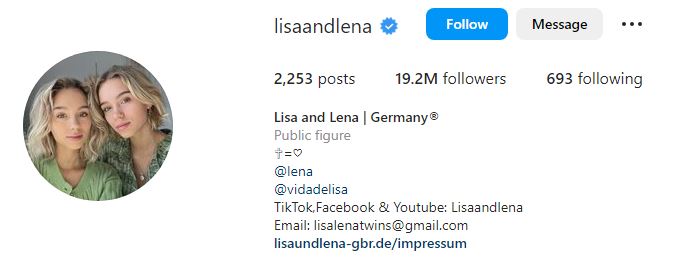 Lena Mantler Wiki, Age, Sexuality, Height, Partner, Family, Net worth, Biography & More 7 Official IG account of Lisa and Lena Mantler