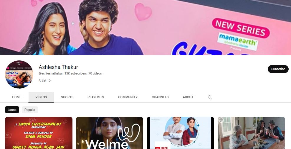 Ashlesha Thakur Parents, Caste, Biography, Birthday, Boyfriend, Height, Net Worth & Wiki 8 Ashlesha Thakur Youtube channel