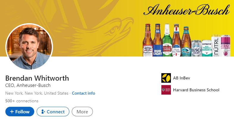 Brendan Whitworth (Anheuser-Busch CEO) Wiki, Age, Wife, Family, Net Worth, Height, Biography & More 4 Brendan's LinkedIn