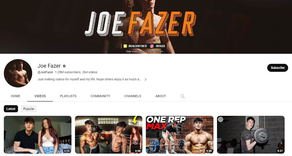 Joe Fazer's Youtube channel