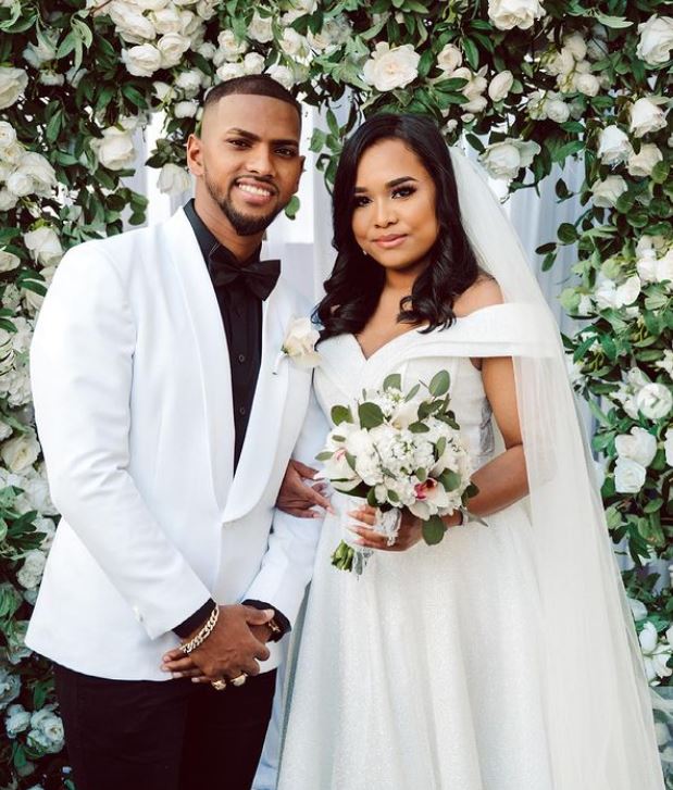 Who is Kathrina Miguel? Meet Nicholas Pooran's Wife, Wiki, Biography, Family, Net Worth & Facts 5 Kathrina's wedding photo