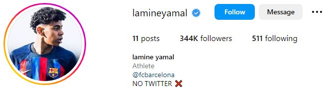 Lamine Yamal Biography, Height, Age, Parents, Net Worth, Girlfriend, Football Stats & More 10 Lamine's Instagram Account