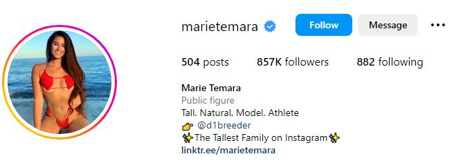 Marie Temara Height, Weight, Birthday, Net Worth, Parents, Boyfriend, Biography, Wiki & More 12 Marie's Instagram account