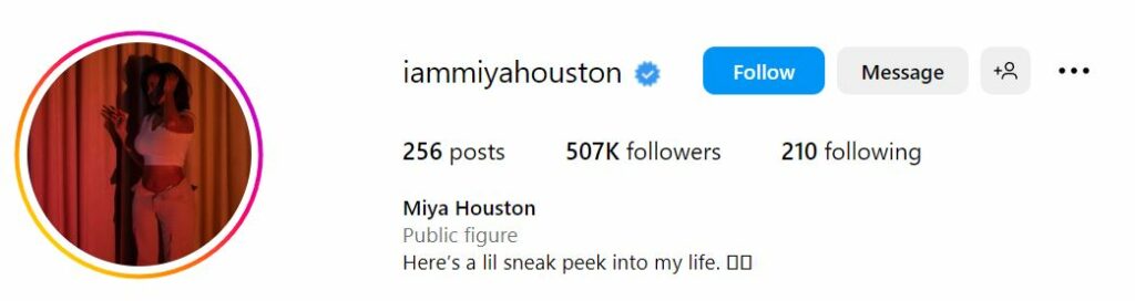 Miya Houston: Age, Height, Net Worth, Wiki, Bio, Husband, Kids, Family, Ethnicity & More 12 Miya's Instargram profile