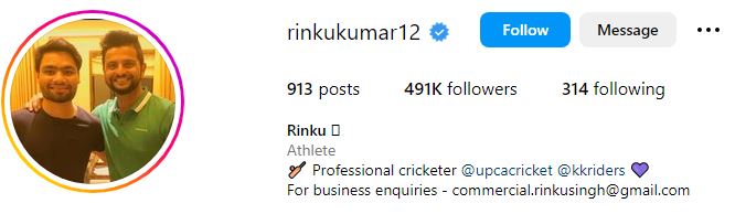 Rinku's Instagram account