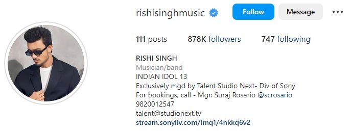 Rishi Singh (Indian Idol Winner) Wiki, Age, Parents, Girlfriend, Bio, Height, Net worth & More 12 Rishi's Instagram account