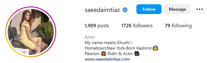 Who is Saeeda Imtiaz? Biography, Husband, Age, Height, Boyfriend, Net Worth, Dramas & More 12 Saeeda's Instagram account