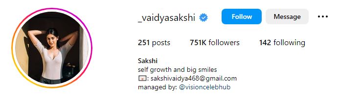 Sakshi's Instagram account