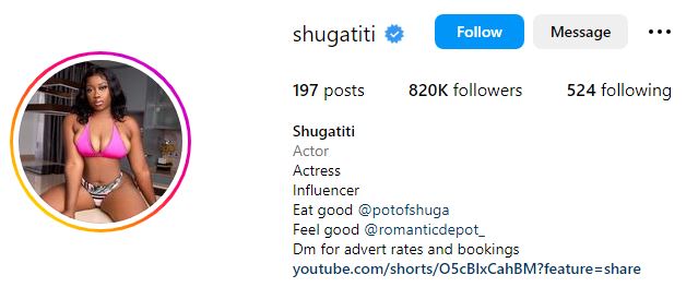Shugatiti Biography, Wiki, Age, Height, Family, Net Worth, Boyfriend, Nationality & More 5 Shugatiti's Instagram account