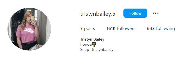 Tristyn's Instagram account