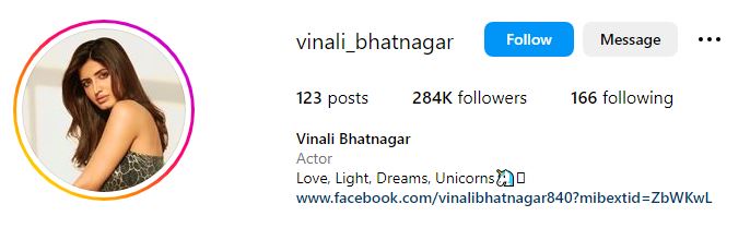 Vinali Bhatnagar Age, Wiki, Biography, Height, Parents, Boyfriend, Net Worth & More 14 Vinali's Instagram account