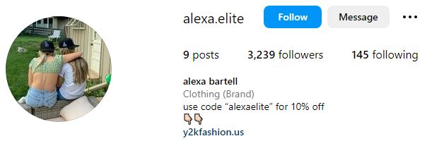 Alexa's Instagram profile