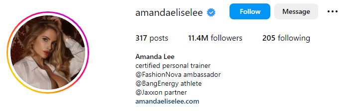 Amanda Elise's Instagram account