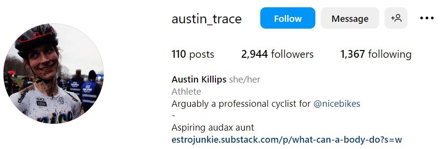 Austin's Instagram account