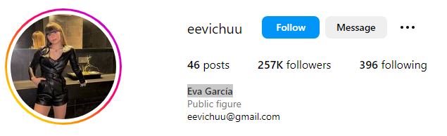 Eva's Instagram account