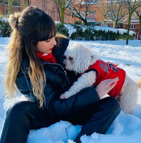 Garcia with her pet dog