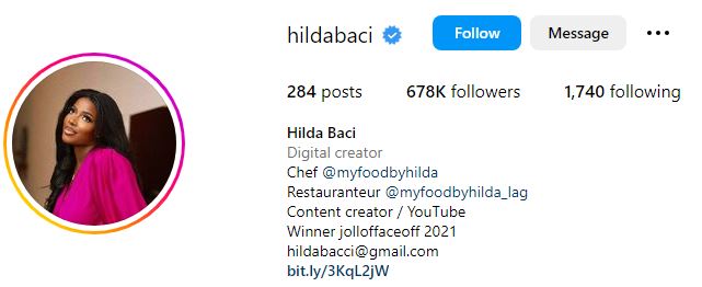 Hilda Baci Wiki (Hilda Cookathon), Age, Biography, Husband, Family, Nationality, Net Worth & More 9 Hilda Baci's Instagram account