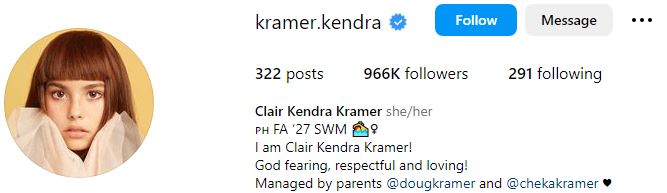 Kendra Kramer Wiki, Age, Height, Parents, School, Boyfriend, Net Worth, Biography & More 9 Kendra's Instagram account