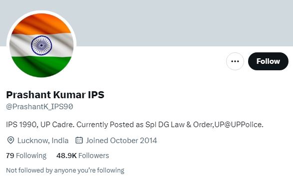 ADG Prashant Kumar (IPS) Wikipedia, Age, Family, Wife, Education, Caste, Biography & More 11 Prashant Kumar's Twitter account