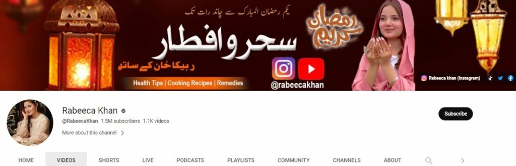Rabeeca Khan: Age, Height, Wiki, Birthday, Parents, Siblings, Boyfriend, Biography & More 7 Rabeeca Khan's Youtube channel