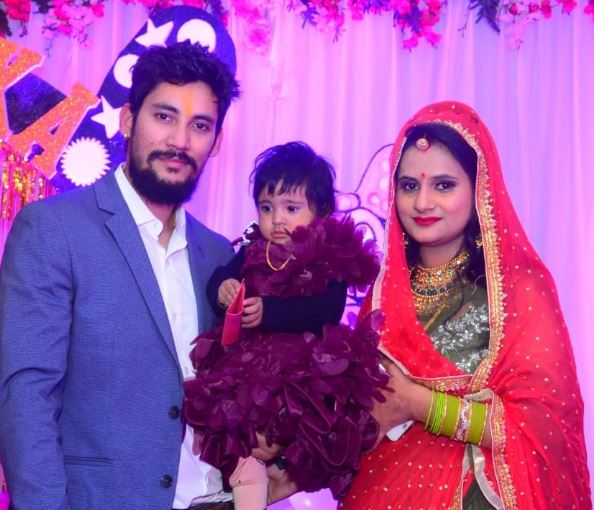 Rajveer Chaudhary with his wife Sapna and daughter