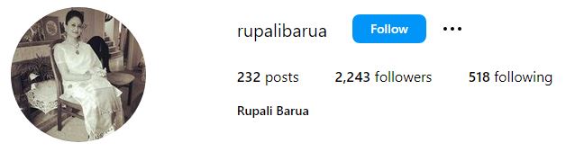 Rupali Barua Wiki, Age, Biography, Instagram, Husband, Kids, First Marriage, Net Worth & More 9 Rupali Barua's Instagram account