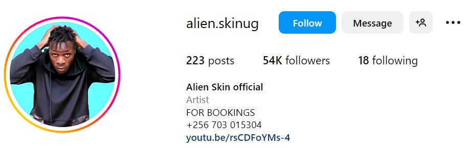 Alien Skin (Rapper) Wiki, Biography, Wife, Net Worth, Height, Age, Family, Songs & More 11 Alien Skin's Instagram account