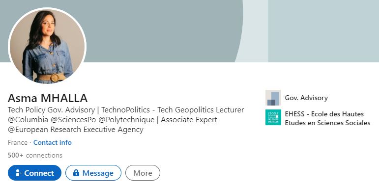 Asma's LinkedIn account
