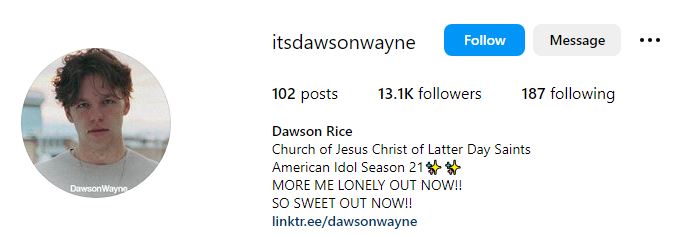 Dawson Wayne (Singer) Wiki, Biography, Age, Family, Girlfriend, Height, Songs & More 9 Dawson's Instagram account