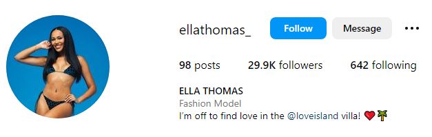 Ella's Instagram profile