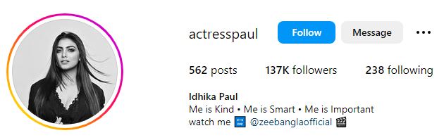 Idhika Paul Wiki, Biography, Age, Height, Boyfriend, Family, Net Worth & More 9 Idhika Paul's Instagram account