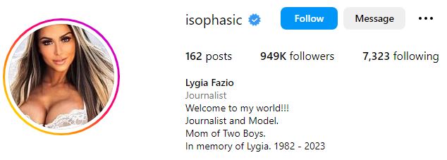 Who was Lygia Fazio? Wiki, Biography, Age, Husband, Family, Death Reason, Net Worth & More 11 Lygia Fazio's Instagram account