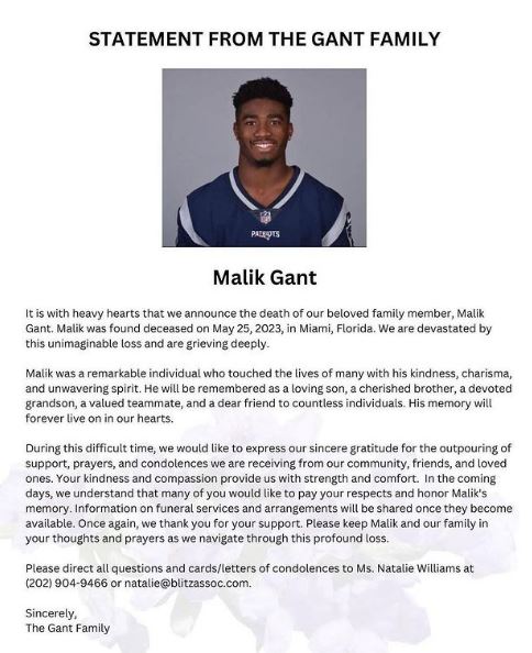Malik Gant (NFL) Age, Wiki, Biography, Death Cause, Parents, Girlfriend, Net Worth, Height & More 10 Malik died at the age of 25